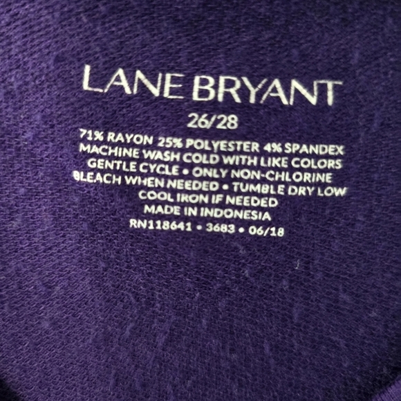 Lane Bryant Blouse Sz 26/28 Plus Women Purple Stretchy Casual - Picture 6 of 10